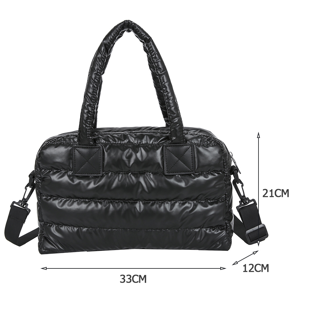 thumbnail image 2 of Bolso de mano suave Likrtyny de Otoño para Mujer Acolchado con Entramado Negro, 2 of 9